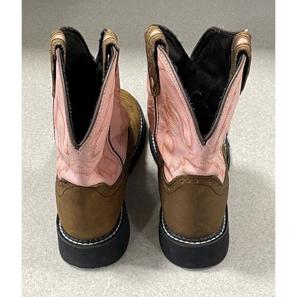 Justin Pink Gypsy Cowboy Western Boots Women's Sz 7.5 B Brown Leather L9901 - Picture 3 of 10